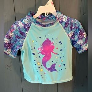 Mermaid Kids Swim Shirt - Blue and Pink | Girls Size 6